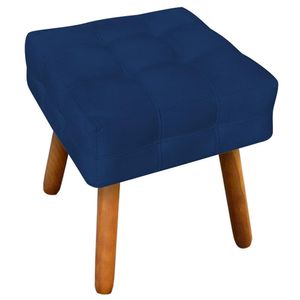Puff Decorativo Pés Palito Karen Suede Azul Marinho G19 - Gran Belo