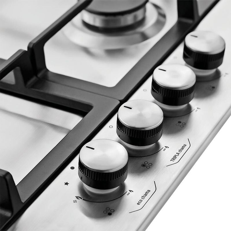 Cooktop Midea 4 Bocas Tripla Chama Inox