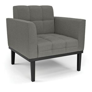 Poltrona Decorativa Karen Pés Fixo em Madeira Preto Linho Cinza Mesclado G19 - Gran Belo