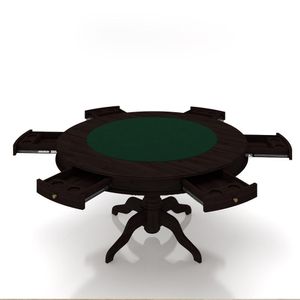 Conjunto Mesa de Jogos Carteado Bellagio Tampo Reversível e 6 Cadeiras Madeira Poker Base Estrela Veludo Preto/Tabaco G42 - Gran Belo