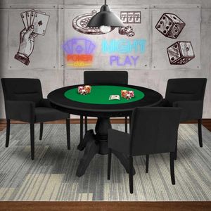 Mesa de Jogos Carteado Redonda Montreal Tampo Reversível Preto com 4 Cadeiras Vicenza Preto Fosco G36 G15 - Gran Belo