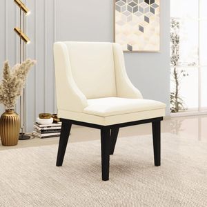 Poltrona Decorativa Base Fixa de Madeira Firenze Veludo Bege/Preto G19 - Gran Belo