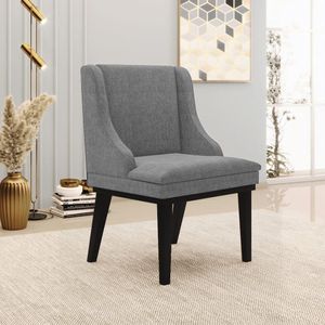Kit 2 Poltronas Decorativas Base Fixa de Madeira Firenze Linho Grafite/Preto G19 - Gran Belo