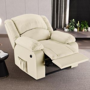 Poltrona do Papai Descanso Reclinável Sala de Cinema Madrid Power Elétrica Massagem USB PU Bege G23