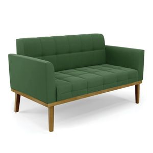 Poltrona Namoradeira Decorativa Karen Pés Fixo em Madeira Castanho Suede Verde G19 - Gran Belo