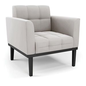 Poltrona Decorativa Karen Pés Fixo em Madeira Preto Veludo Cinza G19 - Gran Belo