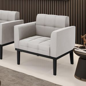 Poltrona Decorativa Karen Pés Fixo em Madeira Preto Veludo Cinza G19 - Gran Belo