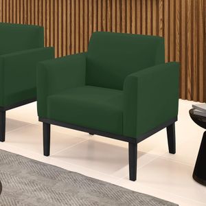 Poltrona Decorativa Isabella Pés Fixo em Madeira Preto Veludo Verde Esmeralda G19 - Gran Belo