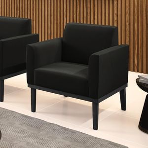 Poltrona Decorativa Isabella Pés Fixo em Madeira Preto Suede Preto G19 - Gran Belo