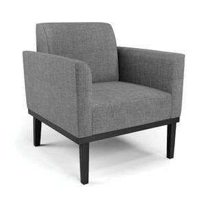 Poltrona Decorativa Isabella Pés Fixo em Madeira Preto Linho Cinza Mesclado G19 - Gran Belo