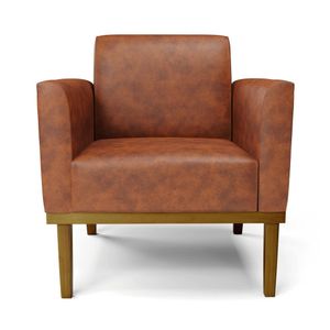 Kit 2 Poltronas Decorativas Isabella Pés Fixo em Madeira Castanho PU Nozes G19 - Gran Belo