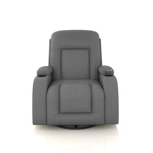 Poltrona do Papai Reclinável Giratória e Balanço Sala de Cinema Crihs Manual Glider PU Cinza G23 - Gran Belo