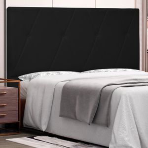 Cabeceira Decorativa Queen Size 1,60M Yves PU Preto G63 - Gran Belo