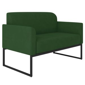 Poltrona Namoradeira Decorativa Isabella Base Industrial Suede Verde/Preto G19 - Gran Belo