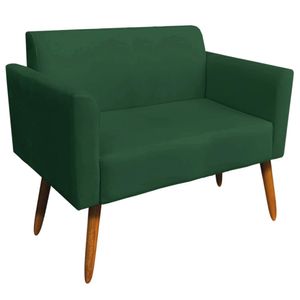 Poltrona Namoradeira Decorativa Isabella Pés Palito Madeira Suede Verde G19 - Gran Belo
