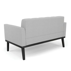 Poltrona Namoradeira Decorativa Karen Pés Fixo em Madeira Preto Linho Cinza G19 - Gran Belo