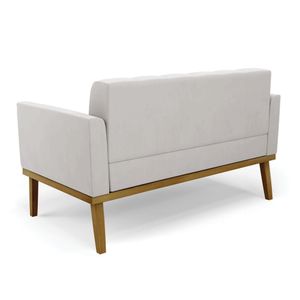 Conjunto Poltrona e Namoradeira Decorativas Karen Pés Fixo em Madeira Castanho Veludo Cinza G19 - Gran Belo