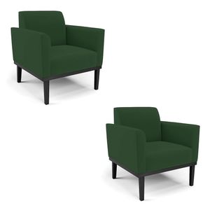 Kit 2 Poltronas Decorativas Isabella Pés Fixo em Madeira Preto Veludo Verde Esmeralda G19 - Gran Belo