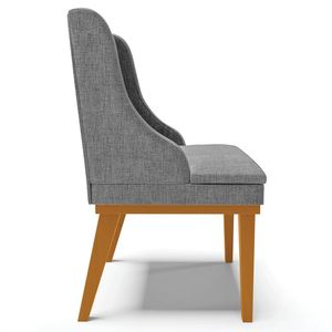 Poltrona Decorativa Base Fixa de Madeira Firenze Linho Grafite/Castanho G19 - Gran Belo