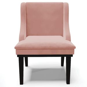 Kit 2 Poltronas Decorativas Base Fixa de Madeira Firenze Veludo Rosê/Preto G19 - Gran Belo