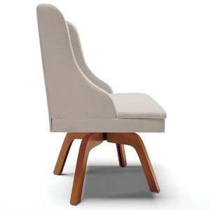Kit 2 Poltronas Decorativas Base Giratória de Madeira Firenze Veludo Cinza/Natural G19 - Gran Belo