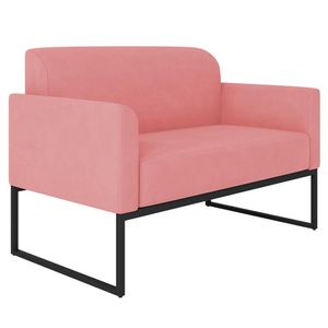 Poltrona Namoradeira Decorativa Isabella Base Industrial Suede Rosê/Preto G19 - Gran Belo