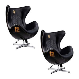 Kit 2 Poltronas Decorativas Egg Chair Lotus nº 12 Preta G53 - Gran Belo
