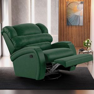 Poltrona do Papai Sala de Cinema Reclinável Kylie Glider Manual Giratória PU Verde Musgo G23