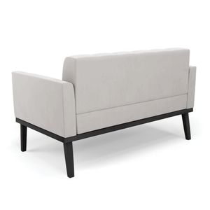 Conjunto 2 Poltronas e 1 Namoradeira Decorativa Karen Pés Fixo em Madeira Preto Veludo Cinza G19 - Gran Belo
