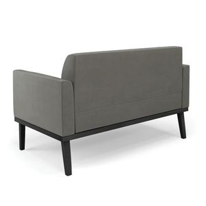 Conjunto 2 Poltronas e 1 Namoradeira Decorativa Isabella Pés Fixo em Madeira Preto Suede Grafite G19 - Gran Belo