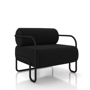 Poltrona Decorativa Sala de Estar Polatsk Base Industrial de Ferro Veludo Preto G33 - Gran Belo