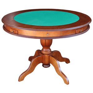 Mesa de Jogos Carteado 4 Lugares J-Bonomo Redonda Tampo Reversível com Gavetas e Porta Copos Imbuia G42 - Gran Belo
