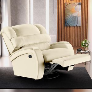 Poltrona do Papai Sala de Cinema Reclinável Kylie Glider Manual Giratória PU Bege G23