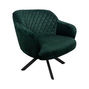 Poltrona Decorativa Kitana Pés Preto Giratório Veludo Verde G15 - Gran Belo
