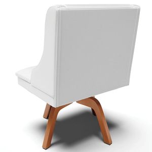 Kit 2 Poltronas Decorativas Base Giratória de Madeira Firenze PU Branco Fosco/Natural G19 - Gran Belo