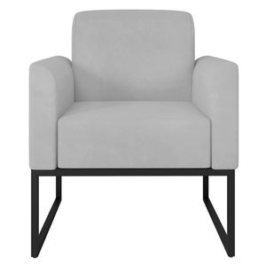 Poltrona Decorativa Isabella Base Industrial Suede Grafite/Preto G19 - Gran Belo
