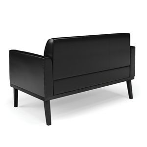 Poltrona Namoradeira Decorativa Isabella Pés Fixo em Madeira PU Preto Brilho G19 - Gran Belo