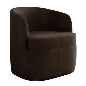 Poltrona Decorativa Design Moderno Bel Sala de Estar Base Giratória Veludo Marrom G33 - Gran Belo