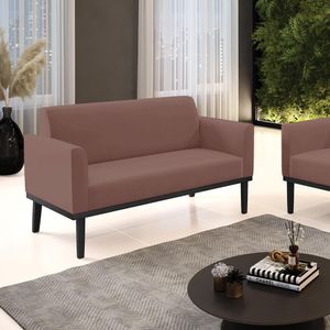 Poltrona Namoradeira Decorativa Isabella Pés Fixo em Madeira Preto Veludo Rose G19 - Gran Belo