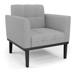 Kit 2 Poltronas Decorativas Karen Pés Fixo em Madeira Preto Linho Cinza G19 - Gran Belo
