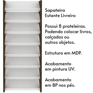 Sapateira Estante Decorativa para Quarto AZ1006 MDP Branco/Nogal G69 - Gran Belo