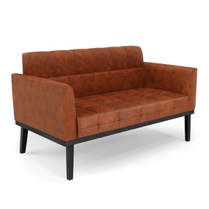 Poltrona Namoradeira Decorativa Karen Pés Fixo em Madeira Preto Pu Nozes G19 - Gran Belo