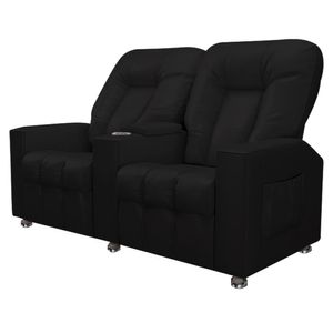 Poltrona Reclinável 2 Lugares para Sala de Cinema Pequim PU Preto G23 - Gran Belo