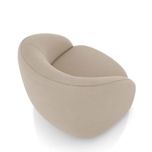 Poltrona Decorativa Jenny Base Giratória em Metal Preto Veludo Bege G45 - Gran Belo