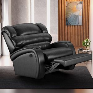 Poltrona do Papai Sala de Cinema Reclinável Kylie Manual PU Preto Brilho G23