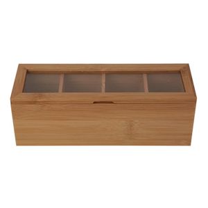 Caixa para Chá Bambu 4 Divisórias 26,5cm - A\CASA