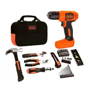 Kit Parafusadeira Furadeira 8V Black & Decker LD008KA 54 Acessórios com Estojo Bivolt