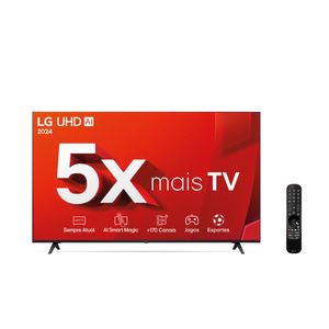 Smart TV 4K 65" LG UHD 65UT8050 Processador α5 Ger7 AI Alexa/Chromecast integrado Otimizador de Jogos webOS 24 Controle Smart Magic