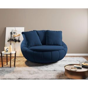 Kit 2 Poltronas Decorativas Giratória Sala de Estar Afrodite Veludo Azul Marinho G45 - Gran Belo