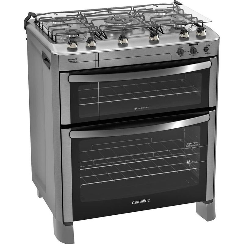 Fogão 5 Bocas Esmaltec Diamante Inox com 2 Fornos 220v